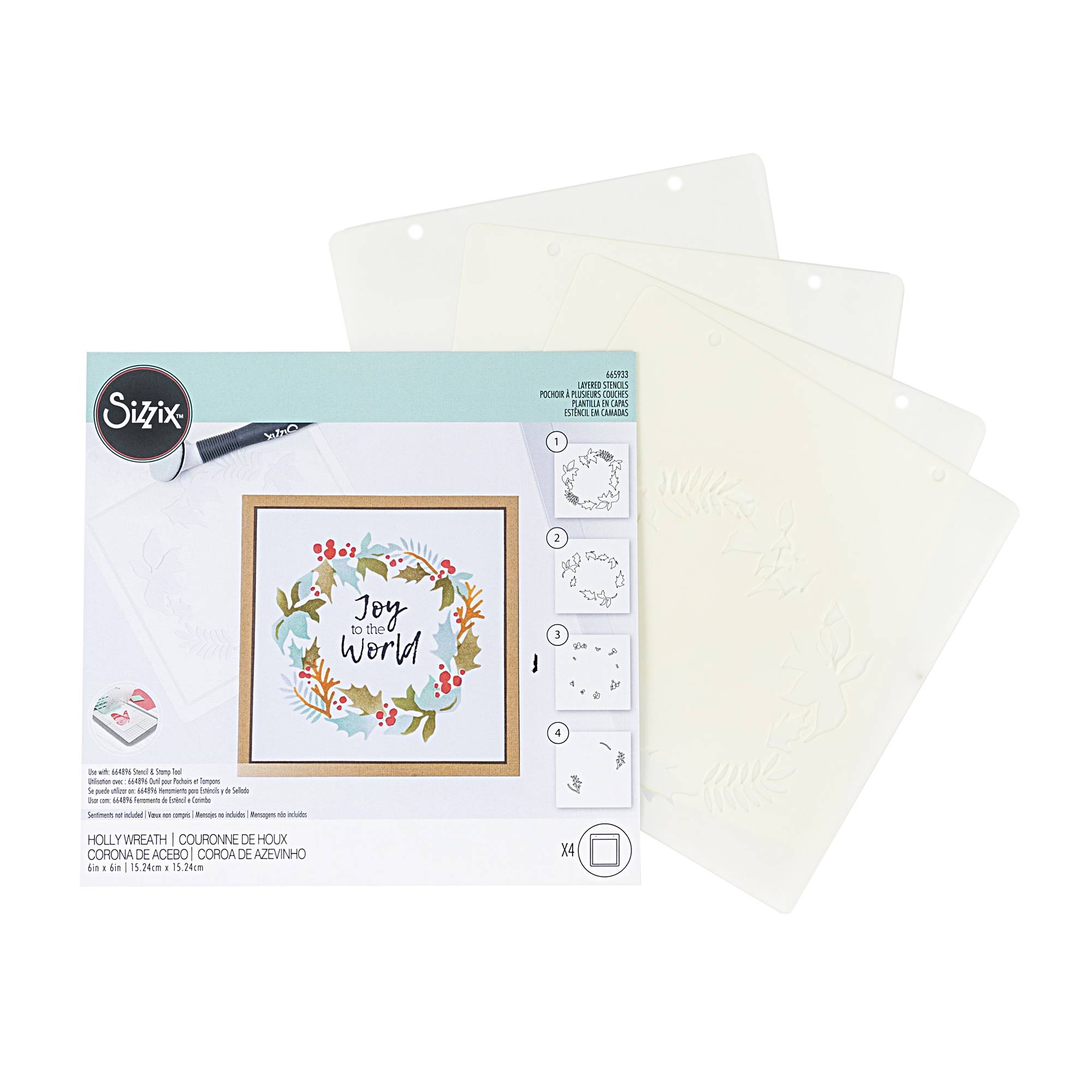 Sizzix Holly Wreath Layered Stencil Set 4 Pack Hobbycraft